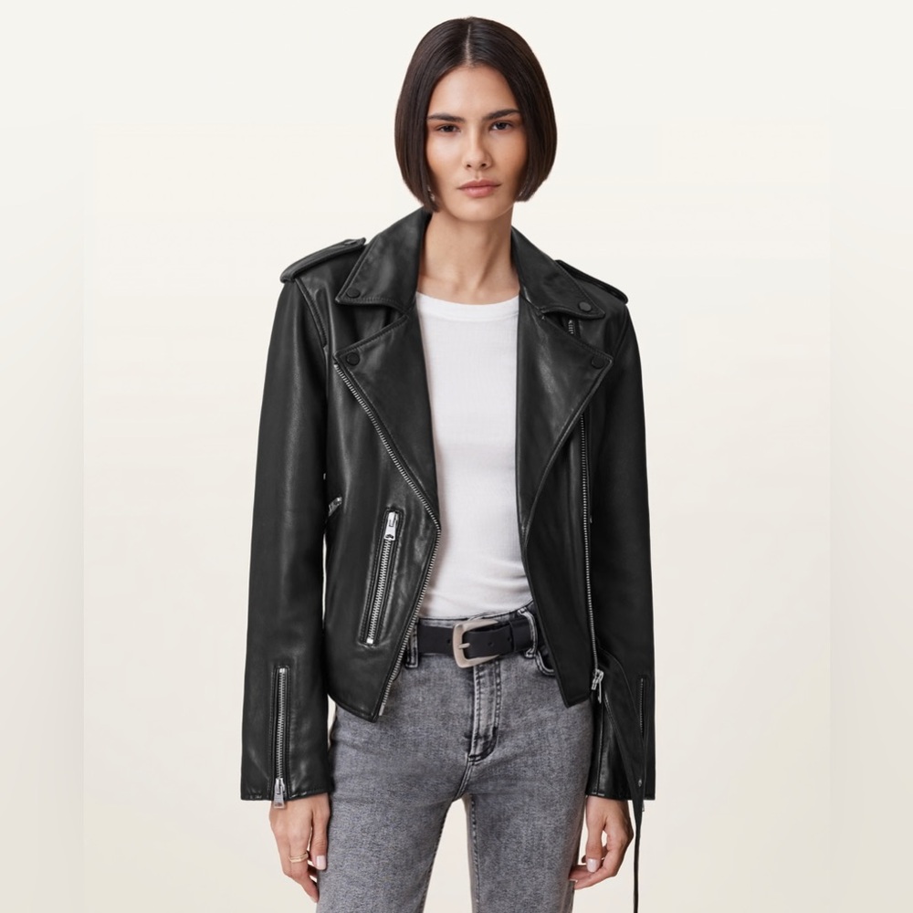 All Saints Balfern Black Leather Biker Jacket